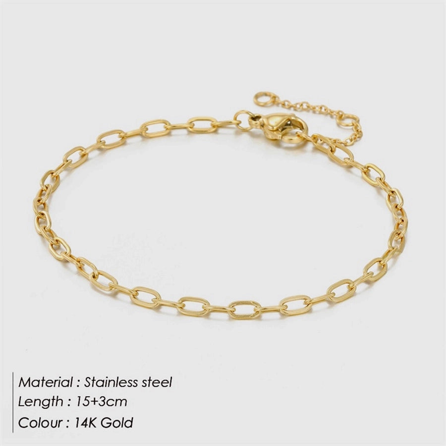 Thin Link Chain Bracelet [Stainless Steel, 14K Gold Plated]