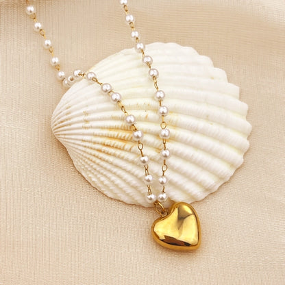 Heart Shape Necklace [304 Stainless Steel,18K Gold Plated]