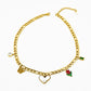 Forma del cuore/fiore/farfalla perle artificiali Bracciale/collana in pietra in vetro [acciaio inossidabile 304, oro 18K placcato]