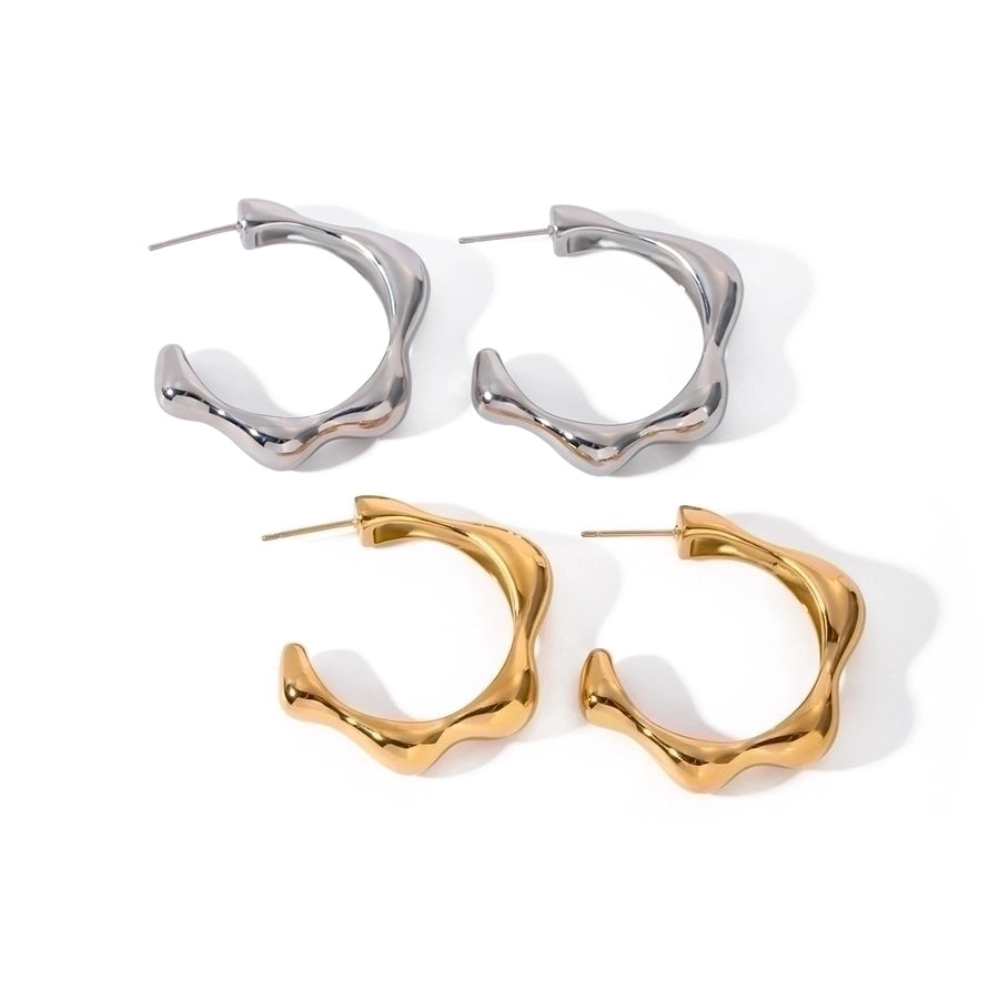 Geometric Wavy Earrings [Stainless Steel]