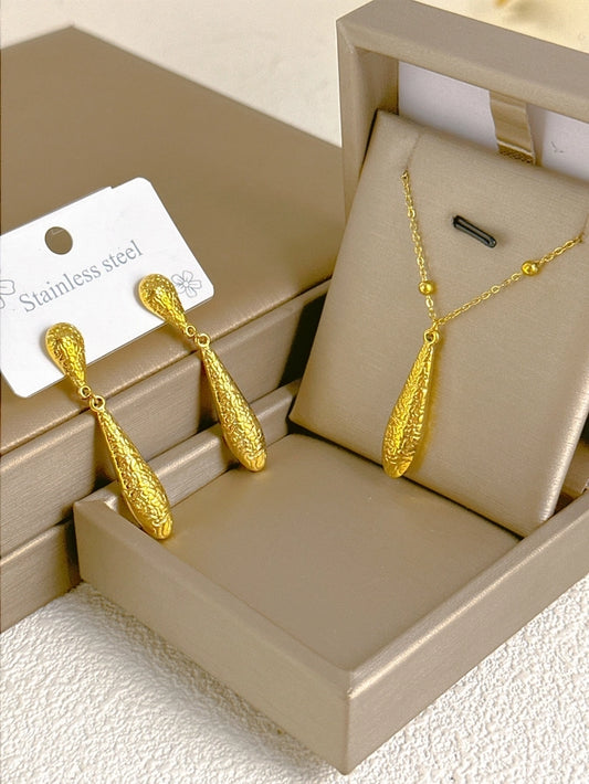 Drop sieraden set [304 roestvrij staal, 18K vergulde goud]