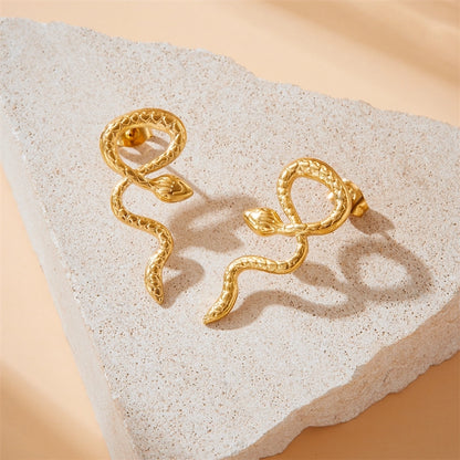 Snake Earrings [304 Stainless Steel,18K Gold Plated]