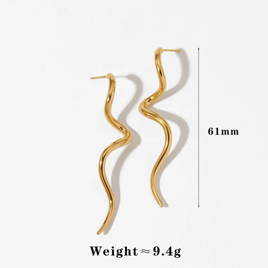 Artistic Lines Earrings [316 Stainless Steel,16K Gold Plated]