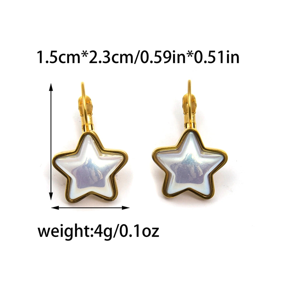 Star Plating Inlay Shell -oorbellen [304 roestvrij staal, 14K vergulde goud]