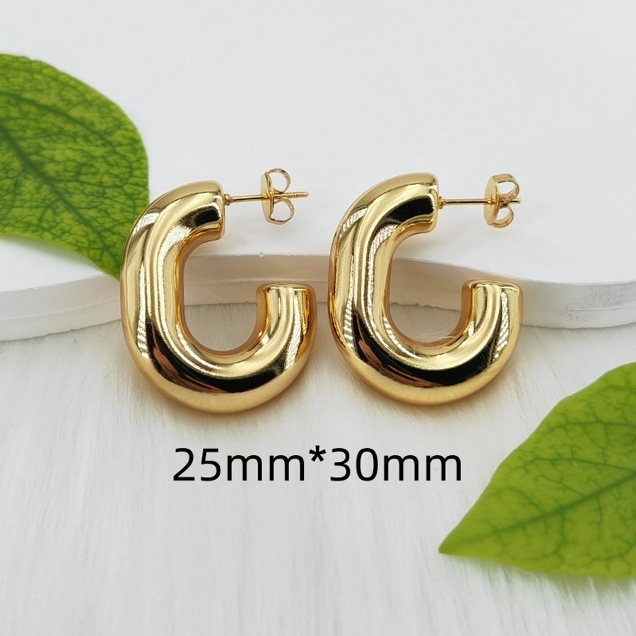 Mix Shape Moon Hoop Earrings [304 Stainless Steel,18K,24k Gold Plated]