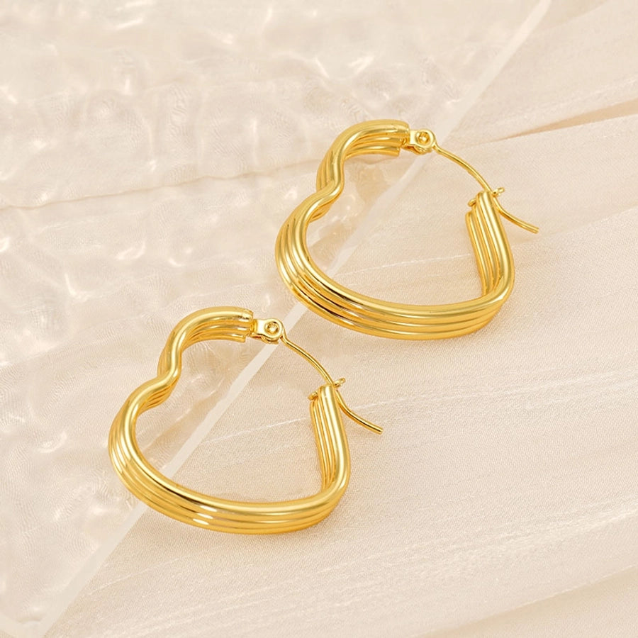 Heart Shape Hoop Earrings [304 Stainless Steel,18K Gold Plated]