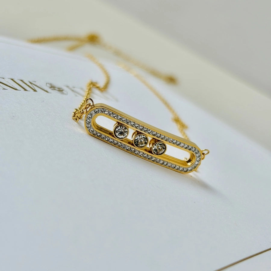 Paperclip Zircon Necklace [304 Stainless Steel]