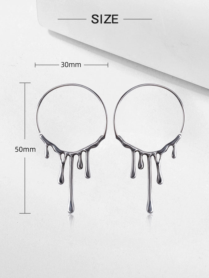 Water Droplets Hoop Earrings [304 Stainless Steel]