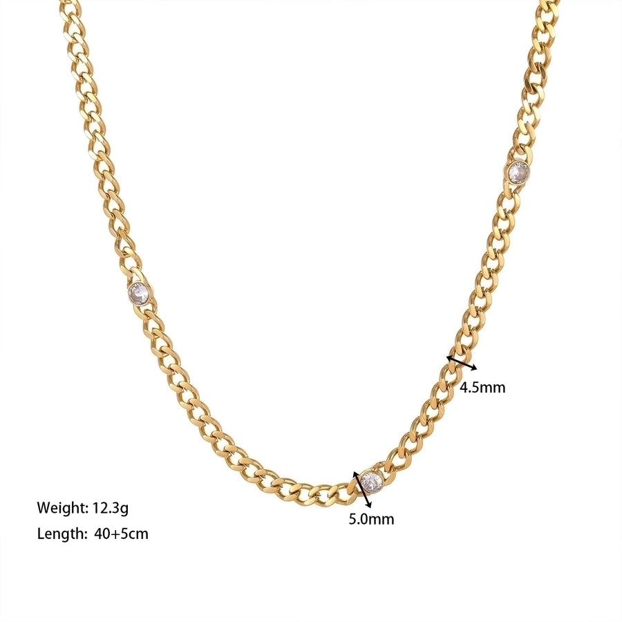 Curb Chain Zircon Bracelet/Necklace [304 Stainless Steel]