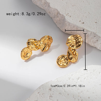 Mix Flower Earrings [304 Stainless Steel,14K Gold Plated]