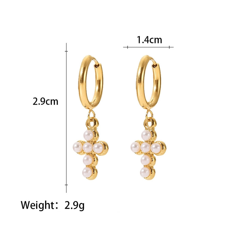 Cross Designs Hoop Earrings [304 Stainless Steel,18K Gold Plated]