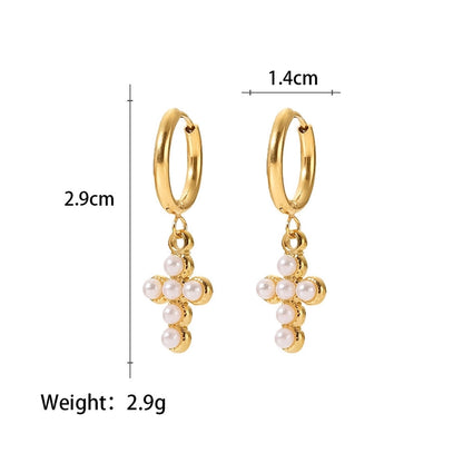 Cross Designs Hoop Earrings [304 Stainless Steel,18K Gold Plated]