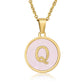 Round Letter Necklace [304 Stainless Steel,18K Gold Plated]