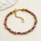 Round Beaded Bracelets [304 Stainless Steel,14K Gold Plated]