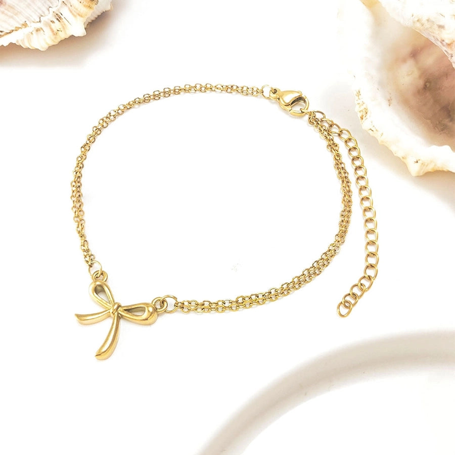 Bow Knot Bracelets/Anklet/Necklace/Set [304 Stainless Steel,18K Gold Plated]