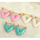 Heart Shape Polishing Enamel Earrings [304 Stainless Steel,18K Gold Plated]