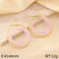 Round Resin Hoop Earrings [304 Stainless Steel, 18K Gold Plated]