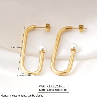 Streetwear U Shape Earrings [304 Stainless Steel 18K Gold Plated]