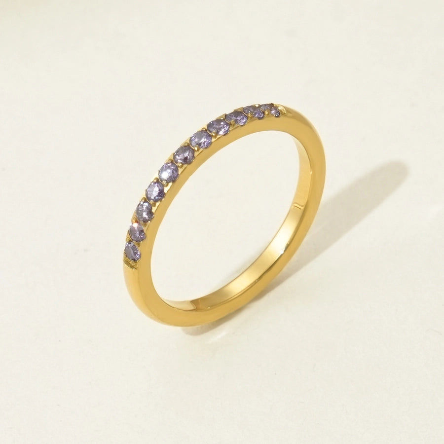 Rhinestones Band Ring Ring [304 rustfrit stål, 14k guldbelagt]