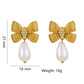 Water Droplets Bow Knot  Drop Earrings [316 Stainless Steel,18K Gold Plated]