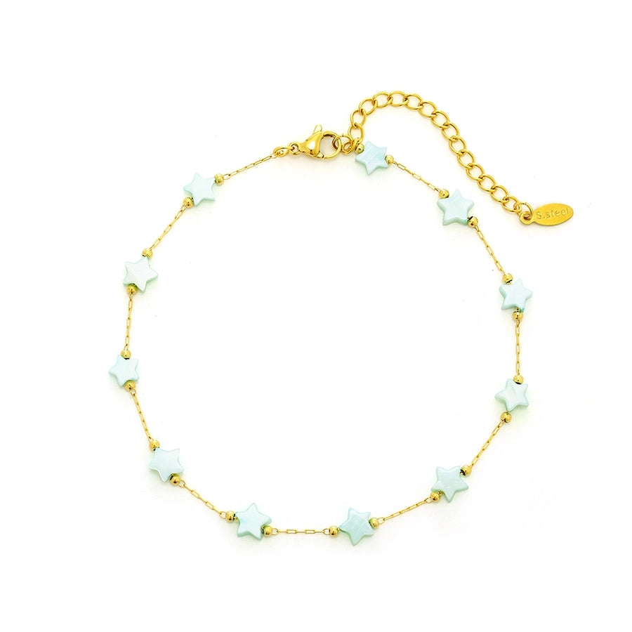 Colorful Star Anklet [304 Stainless Steel, 18K Gold Plated]