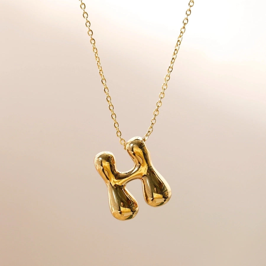 Letter Chain Pendant Necklace [304 Stainless Steel,18K Gold Plated]