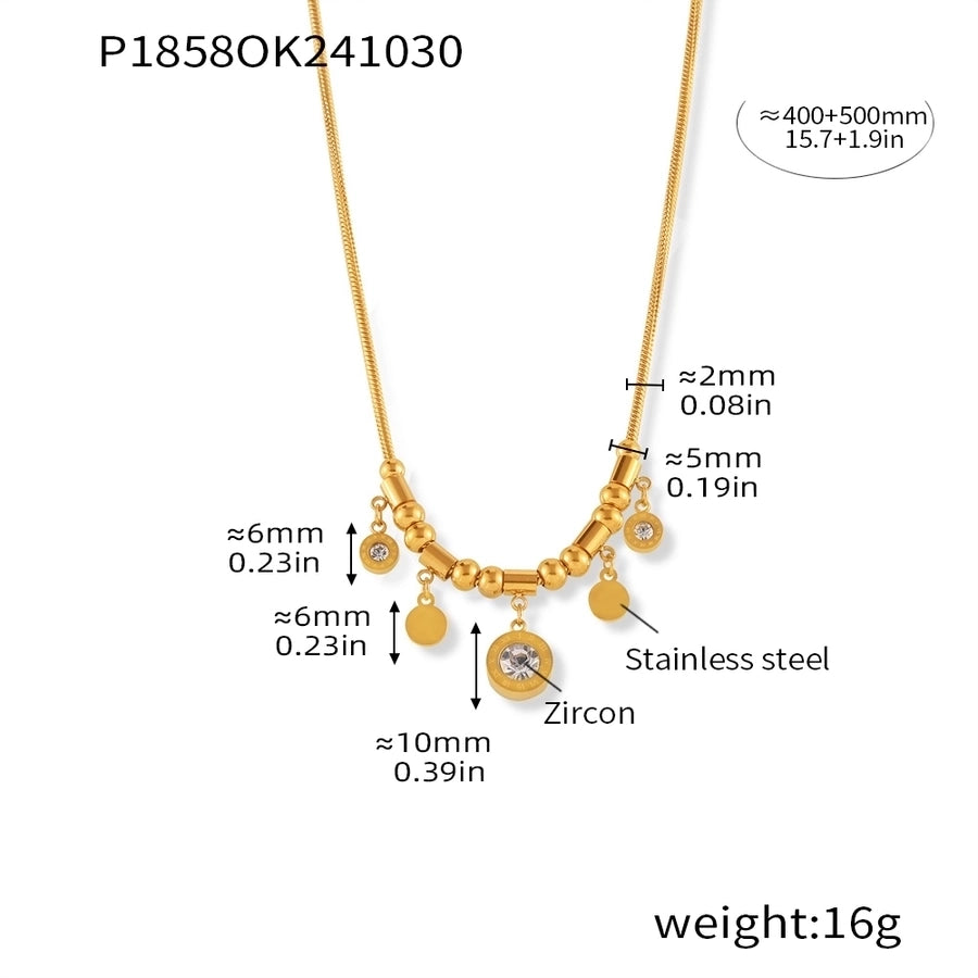 Roman Numeral Zircon Bracelet/Necklace [304 Stainless Steel, 18K Gold Plated]