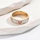 Heart Shape Rectangle Rhinestones Zircon Ring [304 Stainless Steel 14K Gold Plated]