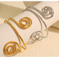 Swirl Pattern Ring/Bangle Bracelet [304 Stainless Steel,18K Gold Plated]