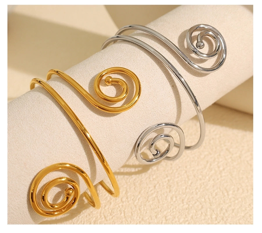 Swirl Pattern Ring/Bangle Bracelet [304 Stainless Steel,18K Gold Plated]