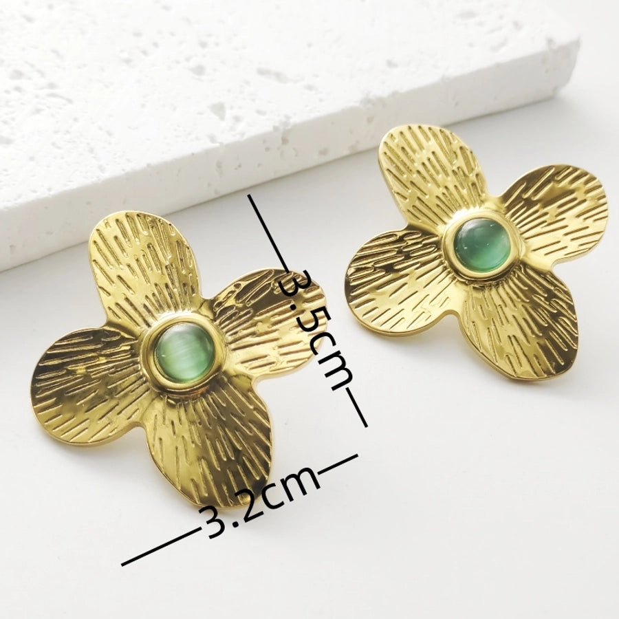 Orecchini di fiori retrò [acciaio inossidabile 304, oro 18K placcato]