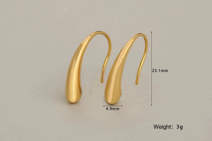 Hook Earrings [304 Stainless Steel,18K Gold Plated]