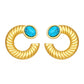 Turquoise Earrings [304 Stainless Steel, 18K Gold Plated]