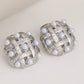 Luxurious Square Grid Rhinestone Earrings [304 Stainless Steel,18K Gold Plated]