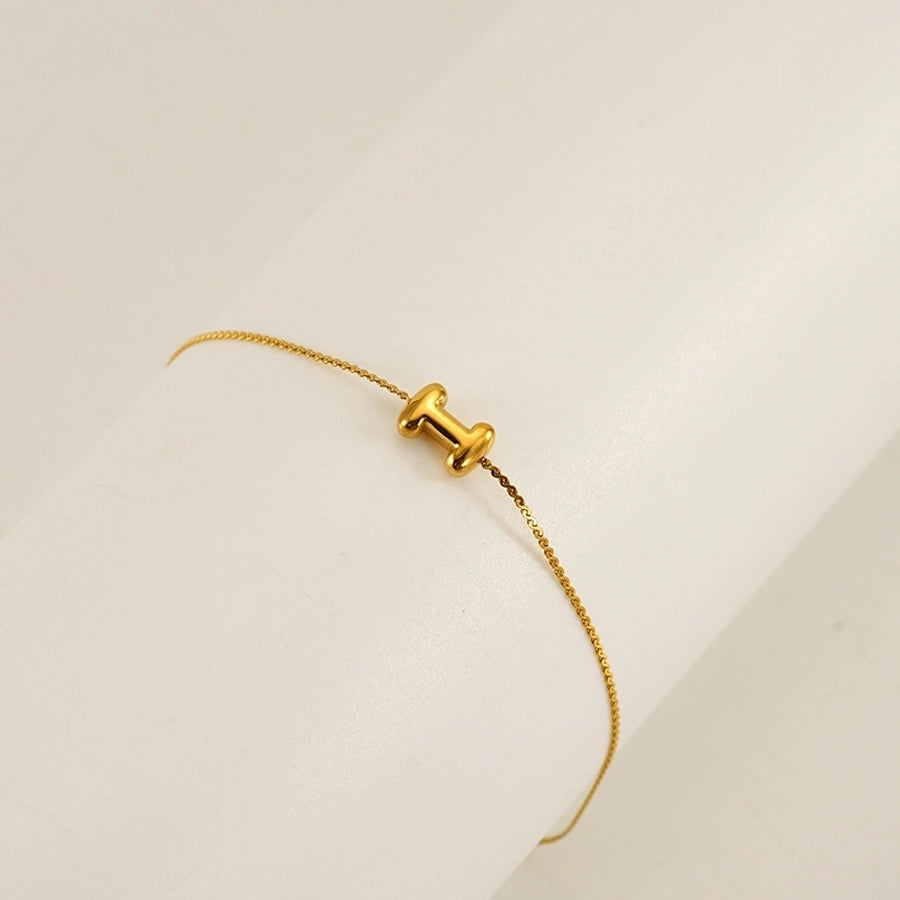 Pulseira de letra de estilo simples [304 aço inoxidável, peito de ouro de 18k]