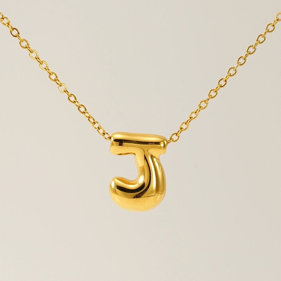 Letter Pendant Necklace [304 Stainless Steel,18K Gold Plated]