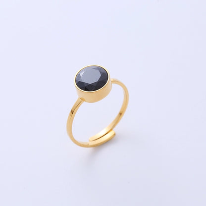 Square Zircon Open Ring [304 Stainless Steel 18K Gold Plated]