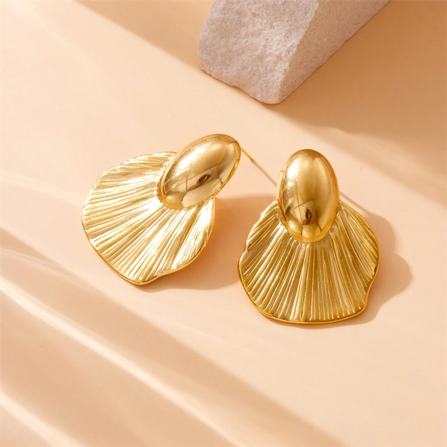 Sector Pleated Earrings [304 Stainless Steel,18K Gold Plated]