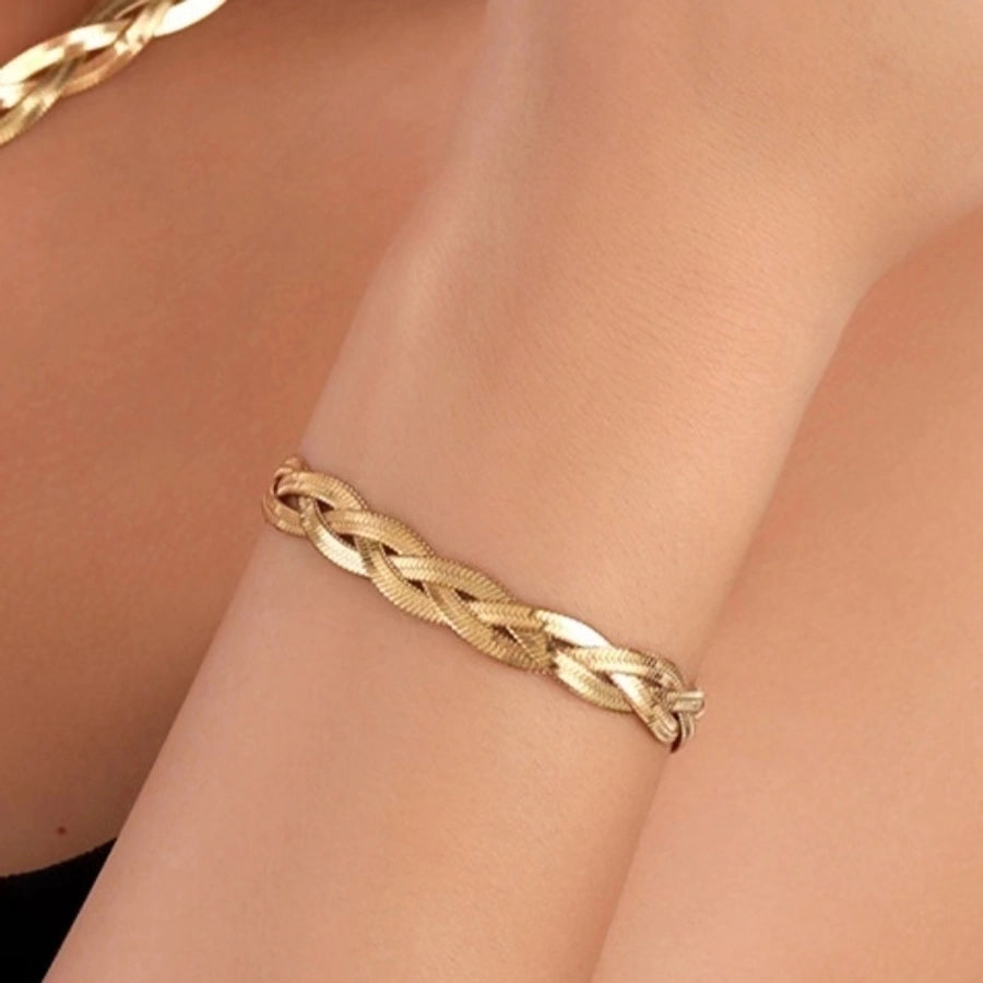 Braided Snake Chain Bracelets [304 Stainless Steel,18K Gold Plated]