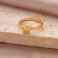 Cross Heart Shape Crown Ring [304 Stainless Steel 14K Gold Plated]