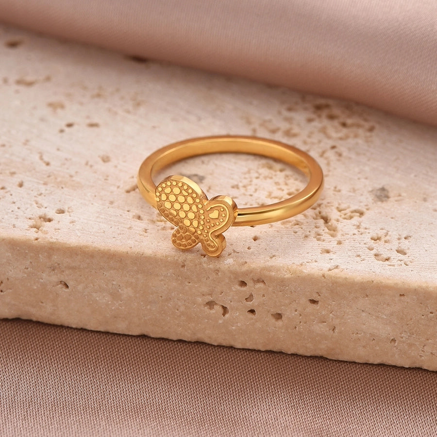 Cross Heart Shape Crown Ring [304 Rustfrit stål 14k guldbelagt]