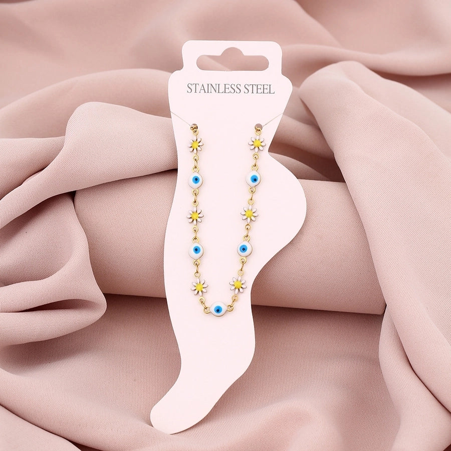 Eye Flower Anklet [Stainless Steel, 18K Gold Plated]