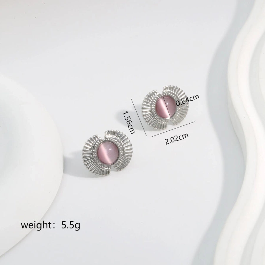 Silver Opal Ear Studs [304 acero inoxidable]