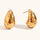 Water Droplets Artificial Diamond Earrings [Stainless Steel,18K Gold Plated]