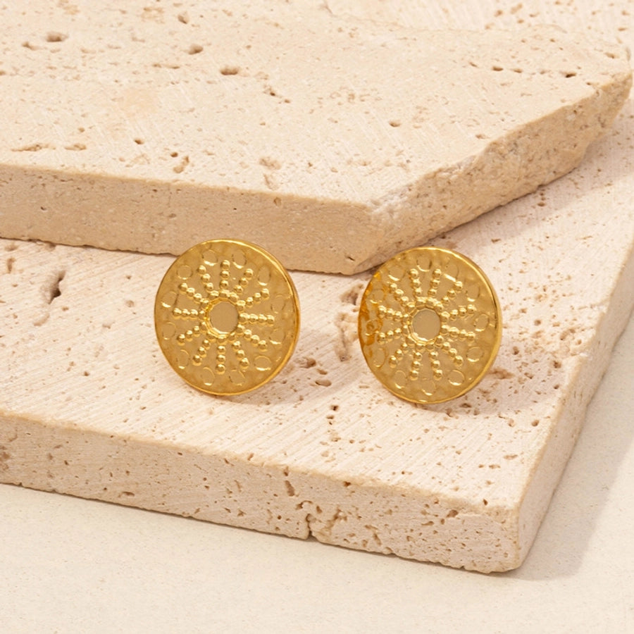 Round Style Sun Moon Earrings [304 Stainless Steel,18K Gold Plated]