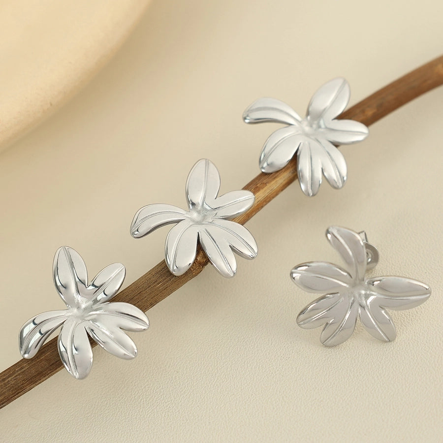 Flower Earrings [304 Stainless Steel,18K Gold Plated]