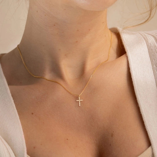 Cross Zircon øreringe [304 rustfrit stål, 18 k guldbelagt, kobber]