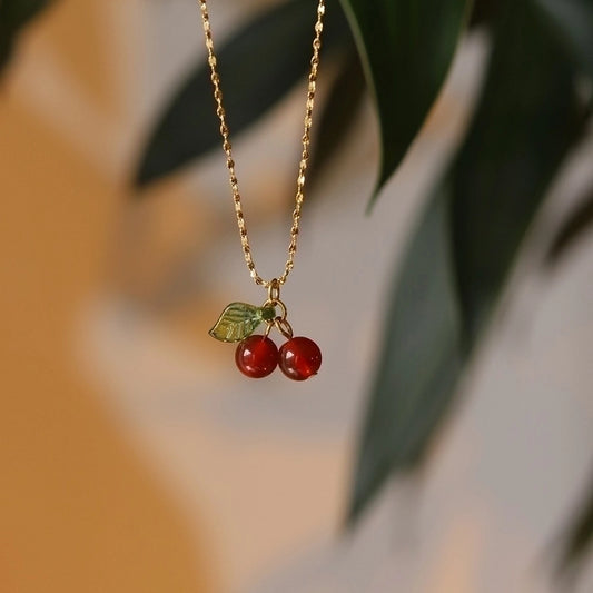 Cherry Resin hanger ketting [304 roestvrij staal, 18K vergulde goud]