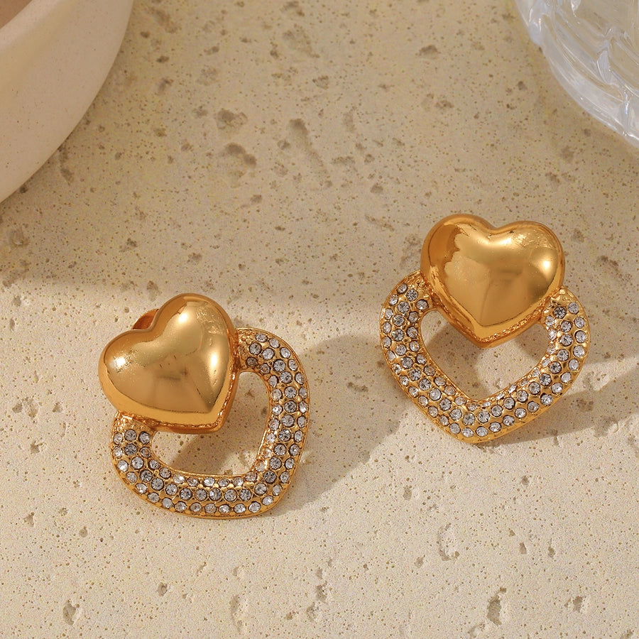 Heart Shape Twist Earrings [304 Stainless Steel 18K Gold Plated]