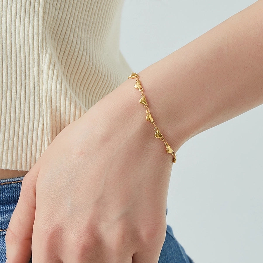 Volledige hartvorm armband/ketting [304 roestvrij staal, 18K vergulde goud]